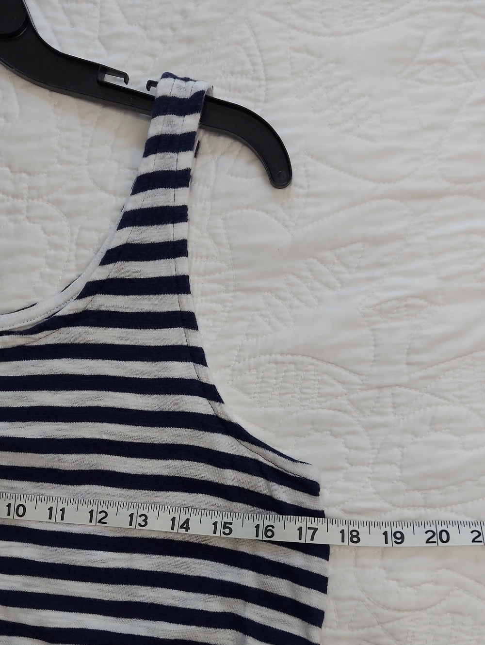 LGAP Sleeveless Soft Striped Elastic Waist Dress, Navy, White, Nautical, Size S - Picture 5 of 6
